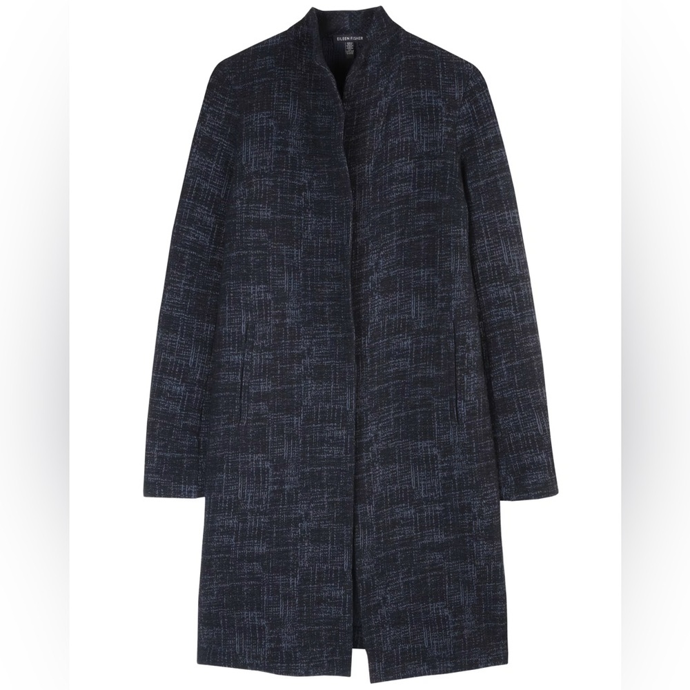 Eileen Fisher Textured Crosshatch Cotton & Tencel Stretch Jacket Blazer